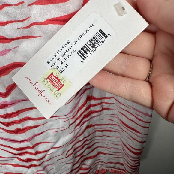 Persifor Brie Dress Size Medium Zebra Pink Tunic Neck Fringe Coverup Preppy NWT - Picture 4 of 12